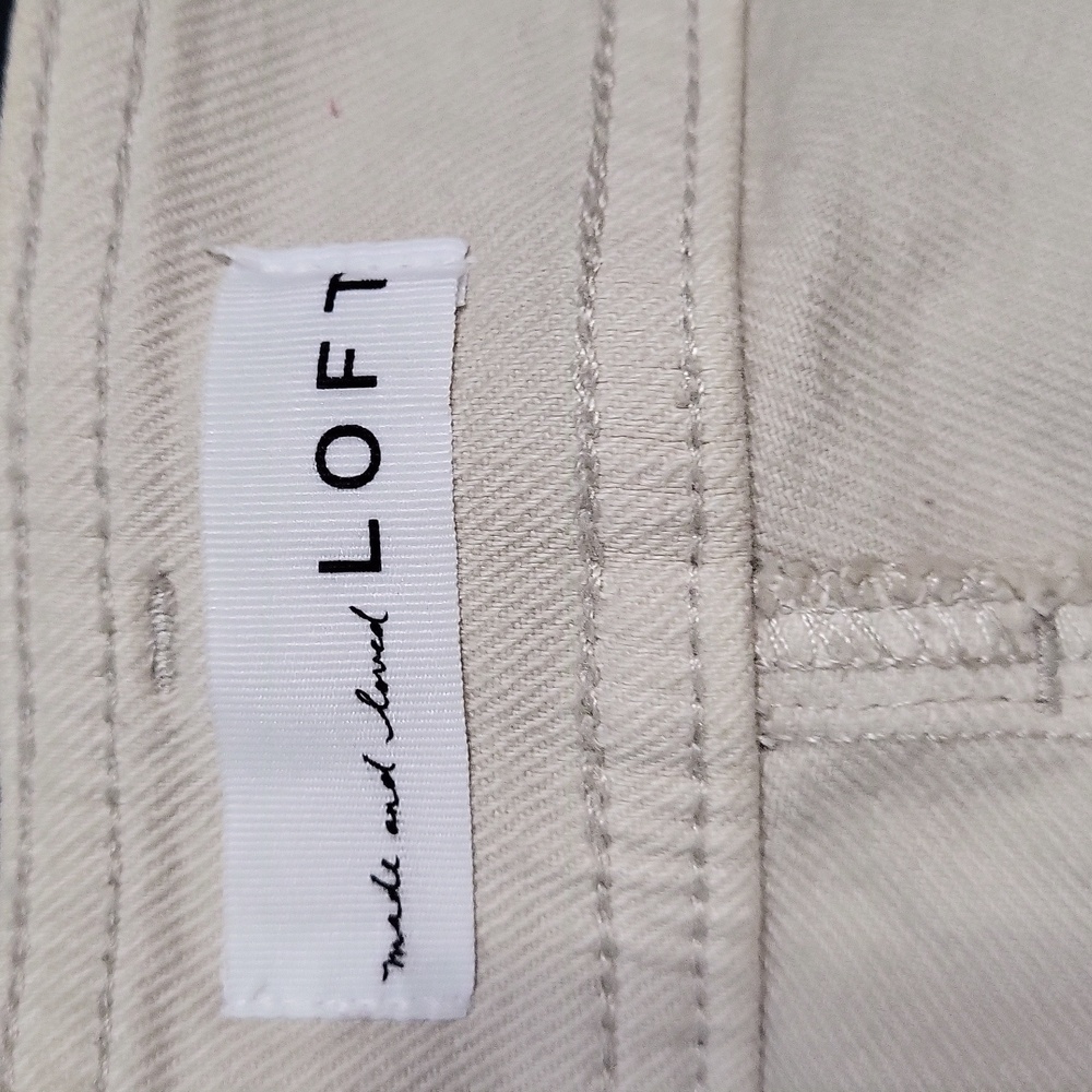 LOFT Cream Boot Cut Pants Size 12/31 - Picture 3 of 10